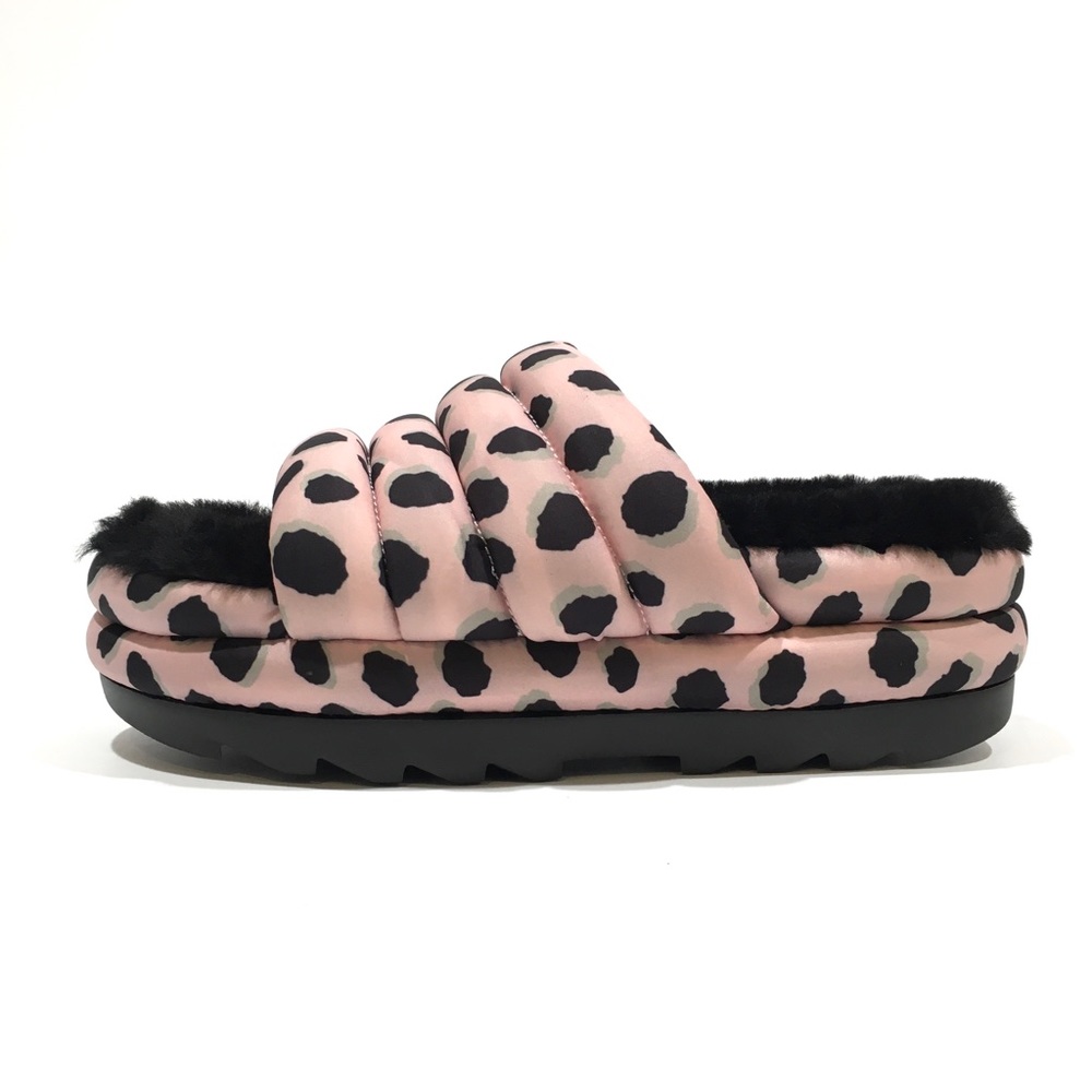 UGG MAXI SLIDE CHEETAH PRINT PLATFORM SANDAL / SLIPPER -PINK -WOMEN US 8 -NEW